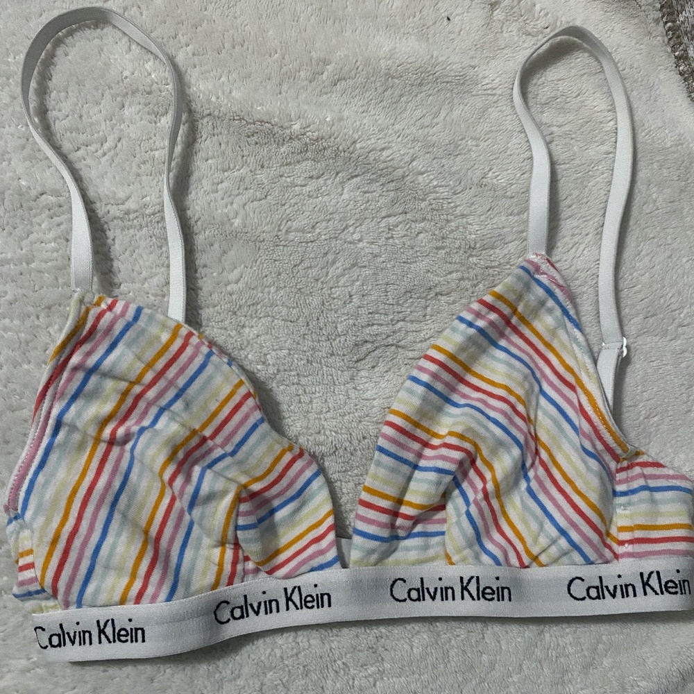 calvin klein rainbow striped bralette